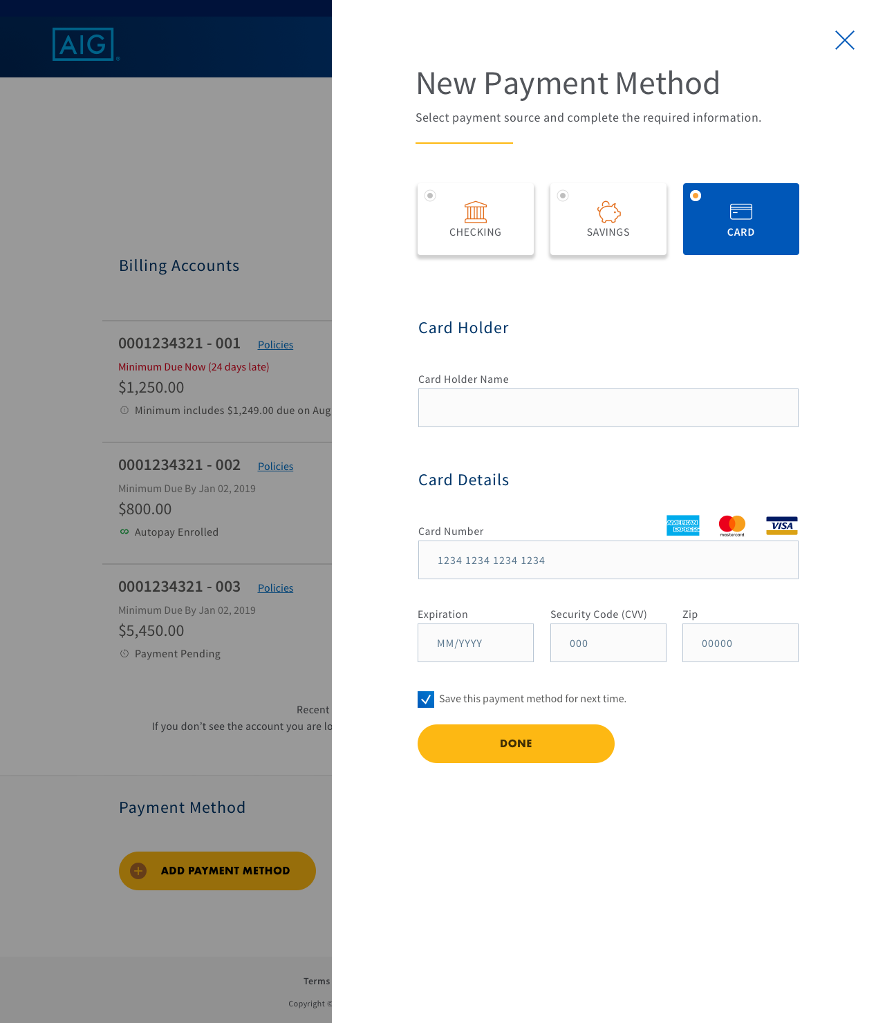PCG payment overlay