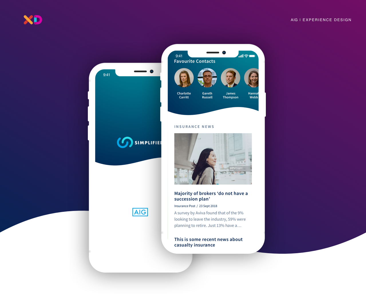Simplified: AIG product design, header concept